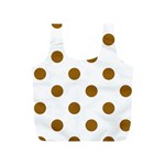 Polka Dots - Golden Brown on White Full Print Recycle Bag (S)
