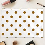 Polka Dots - Golden Brown on White Cosmetic Bag (XXL)