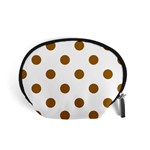 Polka Dots - Golden Brown on White Accessory Pouch (Small)