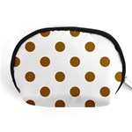 Polka Dots - Golden Brown on White Accessory Pouch (Medium)