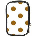 Polka Dots - Golden Brown on White Compact Camera Leather Case