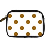 Polka Dots - Golden Brown on White Digital Camera Leather Case