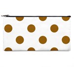 Polka Dots - Golden Brown on White Pencil Case