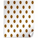 Polka Dots - Golden Brown on White Canvas 11  x 14 