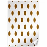 Polka Dots - Golden Brown on White Canvas 12  x 18 