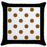 Polka Dots - Golden Brown on White Throw Pillow Case (Black)