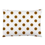Polka Dots - Golden Brown on White Pillow Case (One Side)