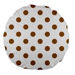 Polka Dots - Golden Brown on White Large 18  Premium Round Cushion