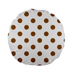 Polka Dots - Golden Brown on White Standard 15  Premium Round Cushion