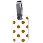 Polka Dots - Golden Brown on White Luggage Tag (Two Sides)