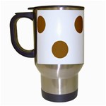 Polka Dots - Golden Brown on White Travel Mug (White)