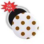 Polka Dots - Golden Brown on White 2.25  Magnet (100 pack)