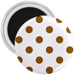 Polka Dots - Golden Brown on White 3  Magnet