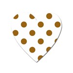 Polka Dots - Golden Brown on White Magnet (Heart)