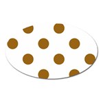 Polka Dots - Golden Brown on White Magnet (Oval)