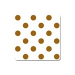 Polka Dots - Golden Brown on White Magnet (Square)