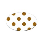 Polka Dots - Golden Brown on White Sticker Oval (10 pack)