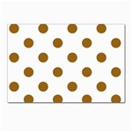 Polka Dots - Golden Brown on White Postcard 4  x 6 