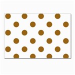 Polka Dots - Golden Brown on White Postcard 5  x 7 