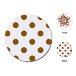Polka Dots - Golden Brown on White Playing Cards (Round)