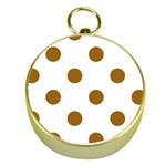 Polka Dots - Golden Brown on White Gold Compass