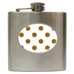 Polka Dots - Golden Brown on White Hip Flask (6 oz)