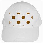 Polka Dots - Golden Brown on White White Cap