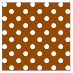 Polka Dots - White on Brown Large Satin Scarf (Square)