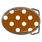 Polka Dots - White on Brown Belt Buckle