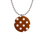 Polka Dots - White on Brown 1  Button Necklace