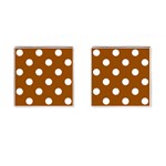 Polka Dots - White on Brown Cufflinks (Square)