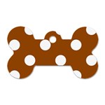 Polka Dots - White on Brown Dog Tag Bone (One Side)