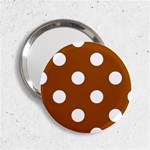 Polka Dots - White on Brown 2.25  Handbag Mirror