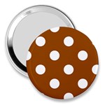 Polka Dots - White on Brown 3  Handbag Mirror