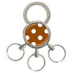 Polka Dots - White on Brown 3-Ring Key Chain