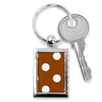 Polka Dots - White on Brown Key Chain (Rectangle)
