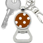 Polka Dots - White on Brown Bottle Opener Key Chain