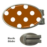 Polka Dots - White on Brown Money Clip (Oval)