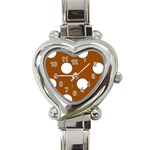 Polka Dots - White on Brown Heart Italian Charm Watch