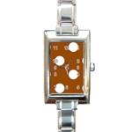 Polka Dots - White on Brown Rectangle Italian Charm Watch