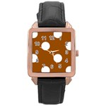 Polka Dots - White on Brown Rose Gold Leather Watch