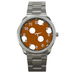 Polka Dots - White on Brown Sport Metal Watch