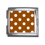 Polka Dots - White on Brown Mega Link Italian Charm (18mm)