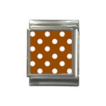 Polka Dots - White on Brown Italian Charm (13mm)