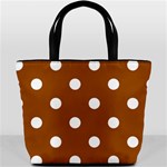 Polka Dots - White on Brown Bucket Bag
