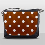 Polka Dots - White on Brown Messenger Bag