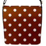 Polka Dots - White on Brown Flap Closure Messenger Bag (S)