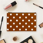 Polka Dots - White on Brown Cosmetic Bag (M)