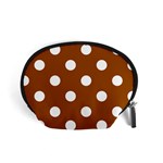 Polka Dots - White on Brown Accessory Pouch (Small)