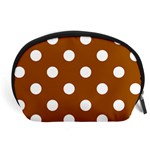 Polka Dots - White on Brown Accessory Pouch (Large)